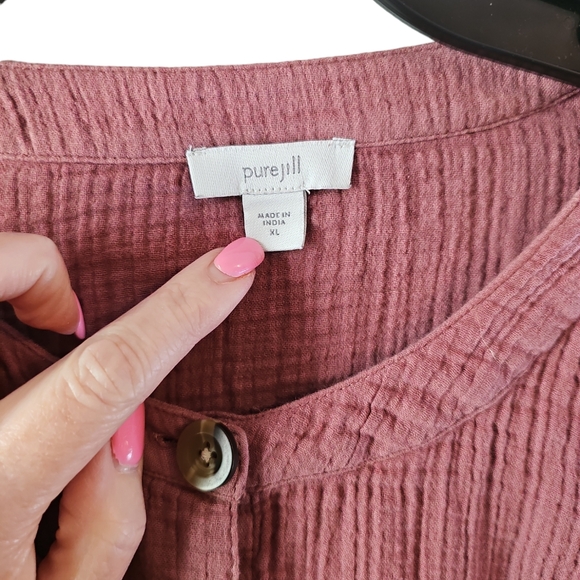 J. JILL COTTON  button down tie dye ombre summer beach top pink purple WT225 - Picture 4 of 7